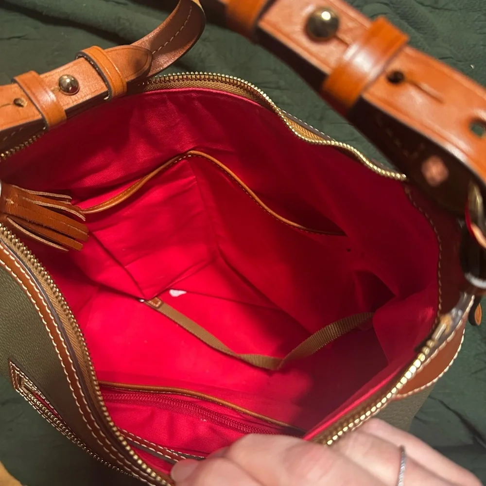 Dooney & Bourke Olive and Tan Hobo Bag - Picture 3 of 16